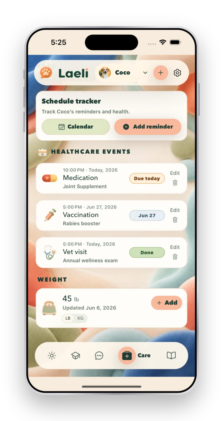Laeli's Care health tracker